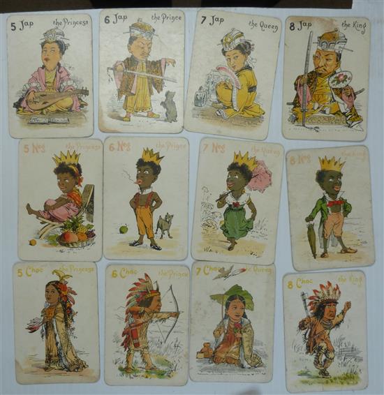 A Card Game Spin & Old Maid by De La Rue c1910 with non PC pictorial cards depicting Nations